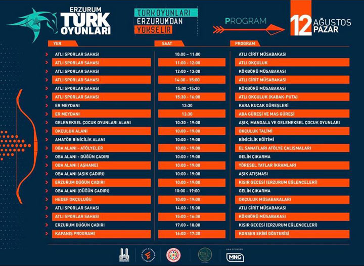 Erzurum Türk Oyunları Programı