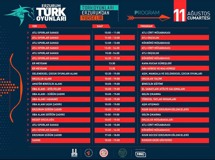 Erzurum Türk Oyunları Programı