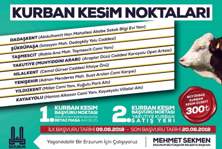 Erzurum'da Kurban Kesim Noktaları