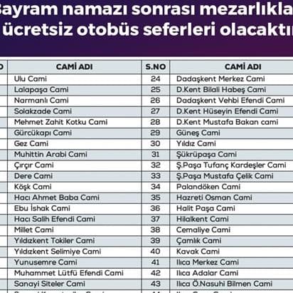 Bayramda Mezarlıklara Ücretsiz Otobüs Seferleri Olacak