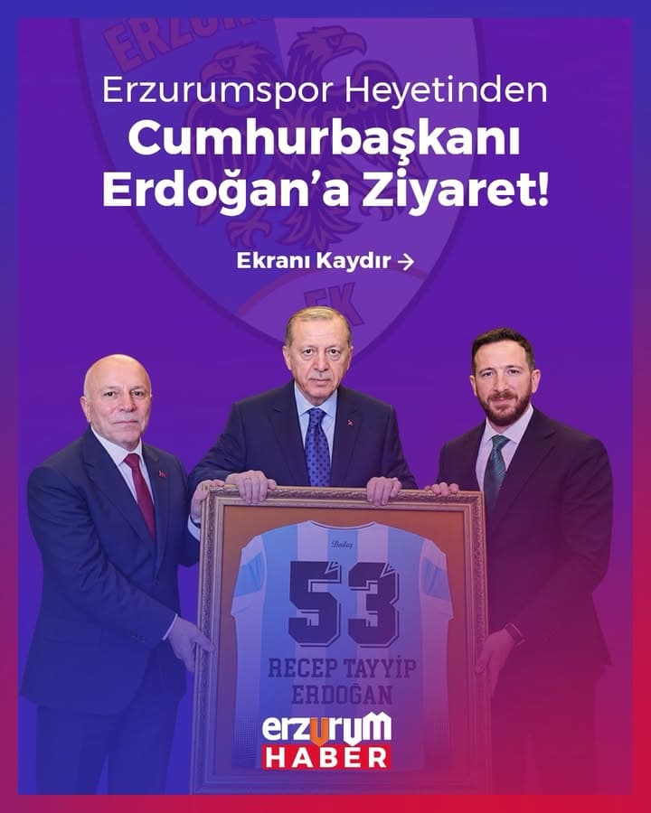 Erzurumspor heyetinden Cumhurbaşkanı Erdoğan’a anlamlı ziyaret