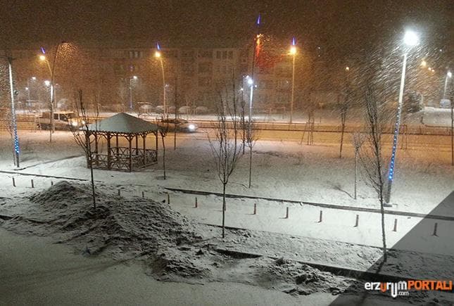 Mart ayında Erzurum Lapa Lapa Yağan Kara Teslim Oldu!