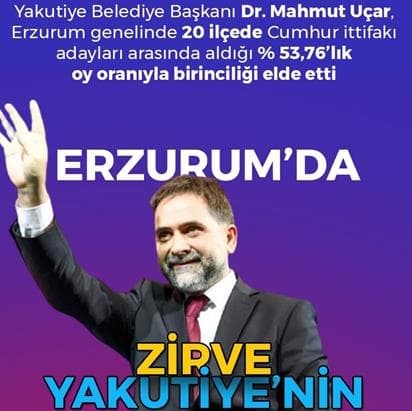 31 Mart Yerel Seçimlerde Erzurum'da Zirvenin Sahibi Mahmut Uçar