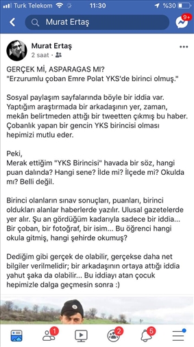 YKS'de Erzurumlu Çoban Birinci Gerçek Mi Asparagas Mı?