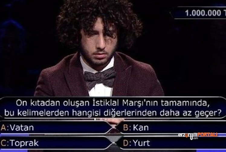 Erzurumlu Arda Ayten 1 Milyonluk Soruya Yanıt Verdi!