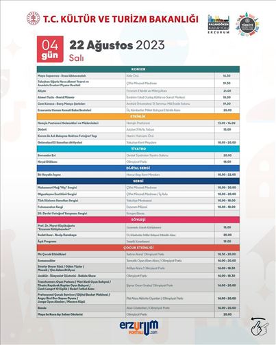 Palandöken Kültür Festivali 9 Günlük Program