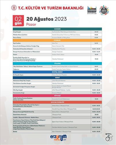 Palandöken Kültür Festivali 9 Günlük Program