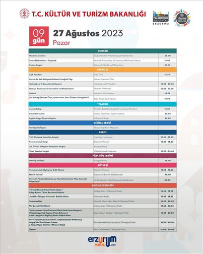 Palandöken Kültür Festivali 9 Günlük Program