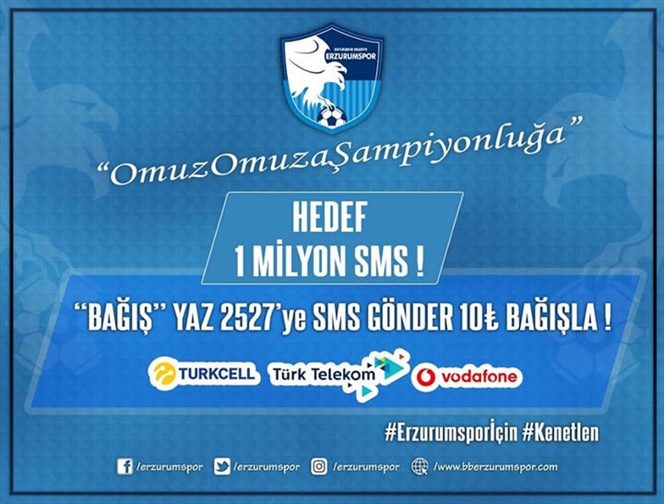 Erzurumspor SMS Bağış Kampanyası