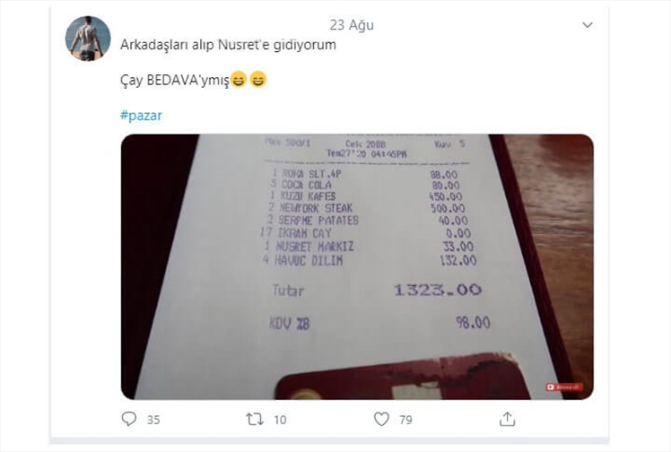 Arkadaşlarını Alıp Nusret'e Götürdü, Çayın Bedava Olduğunu Öğrendi!