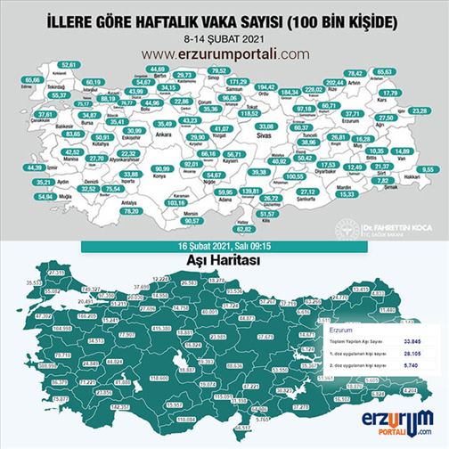 Erzurum Koronavirüs Vaka Sayısı