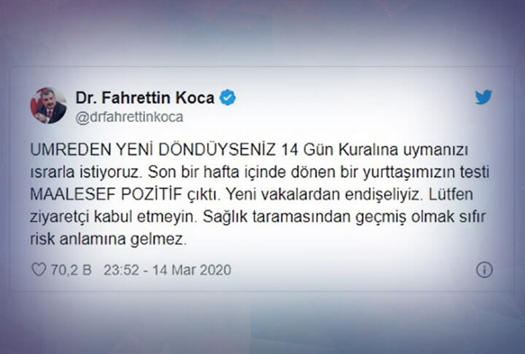 Umreden Dönenler 14 Gün Kuralını Unutmayın!