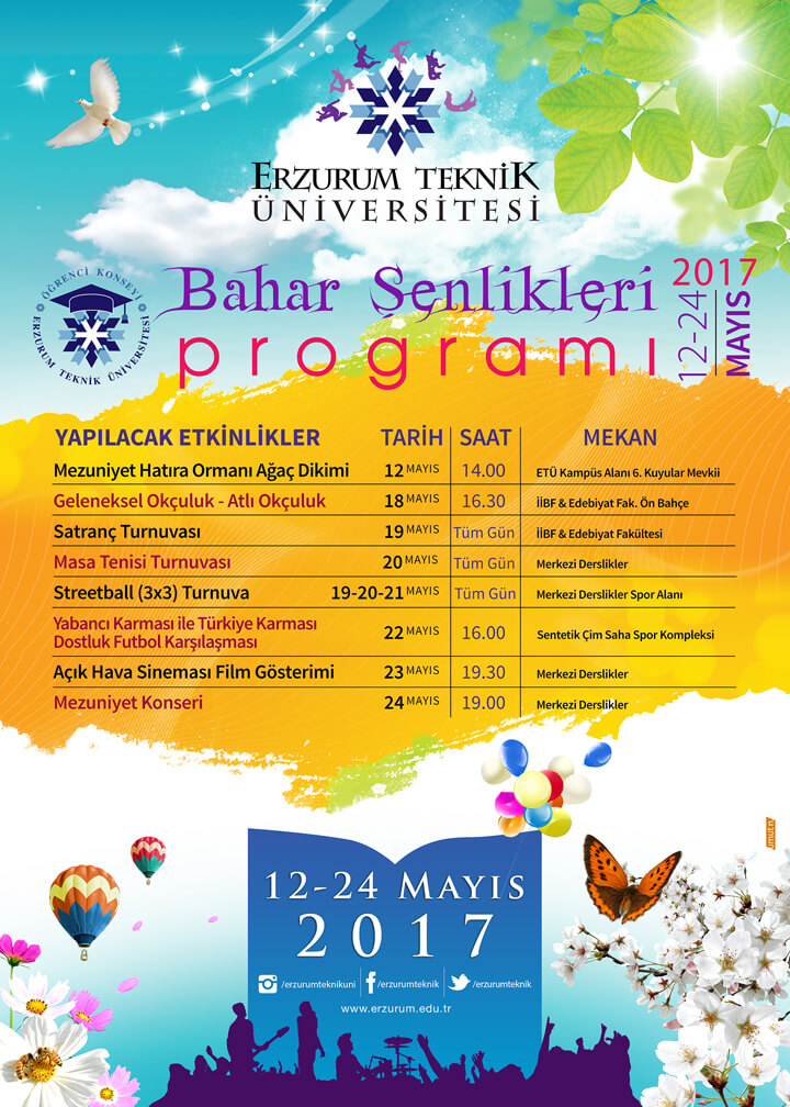 Erzurum Teknik Üniversitesi Bahar Şenlikleri Programı