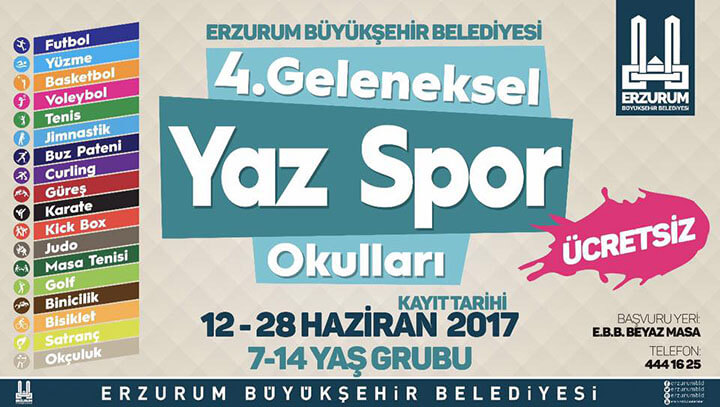 Erzurum 4. Geleneksel Ücretsiz Yaz Spor Okulları